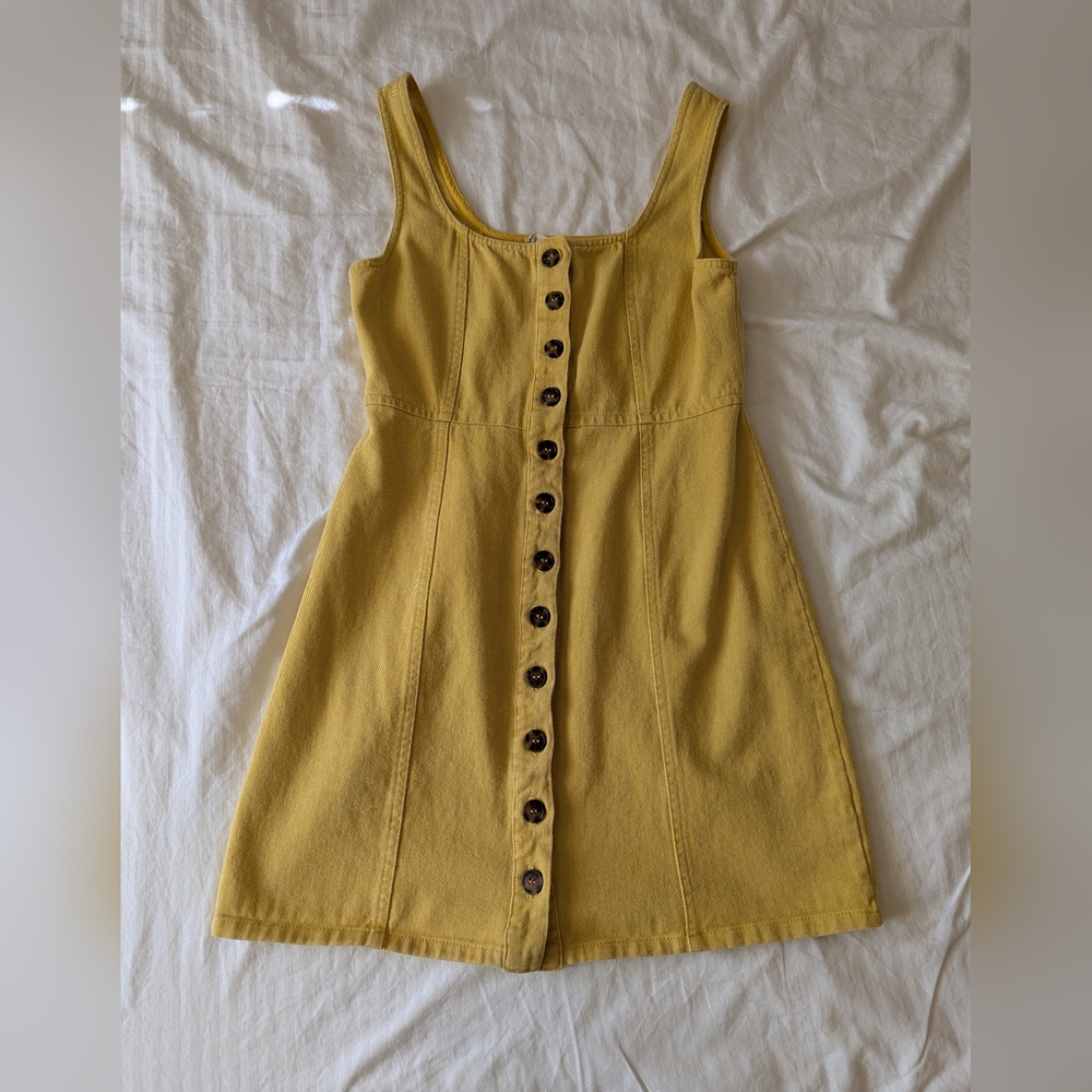 Chloe + Katie Yellow Cotton Button-Down Dress Size Medium